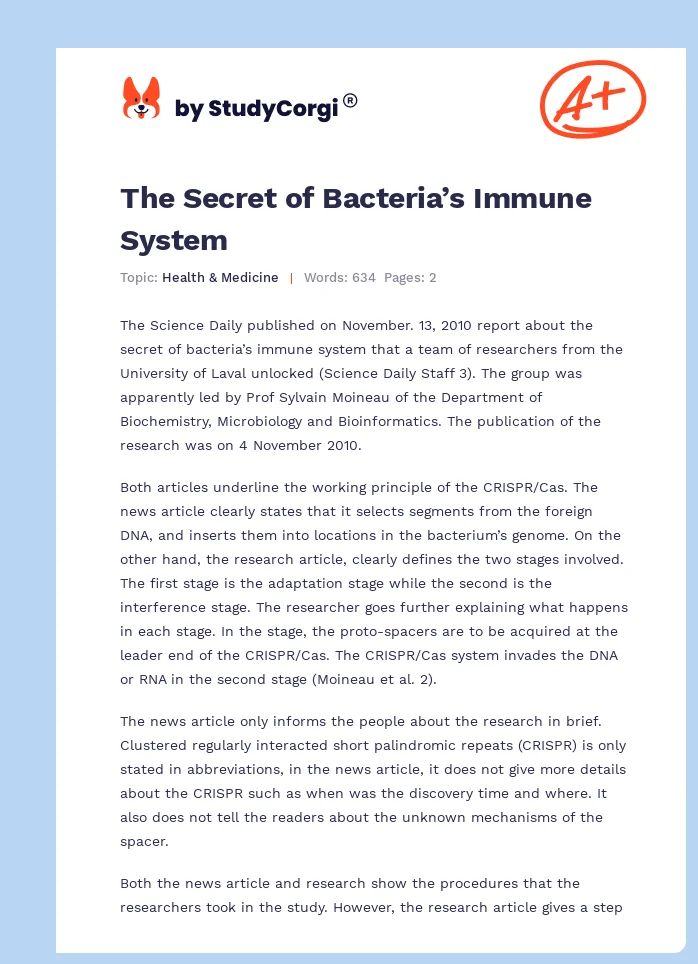 The Secret of Bacteria’s Immune System. Page 1