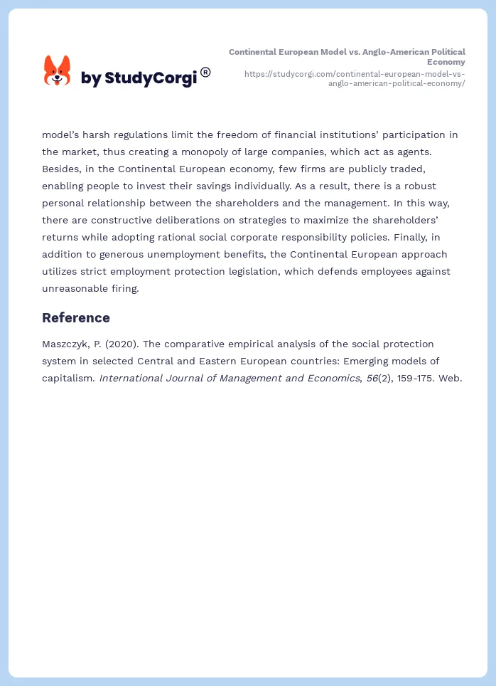 Continental European Model vs. Anglo-American Political Economy. Page 2