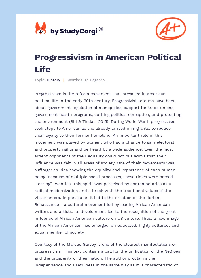 Progressivism in American Political Life. Page 1