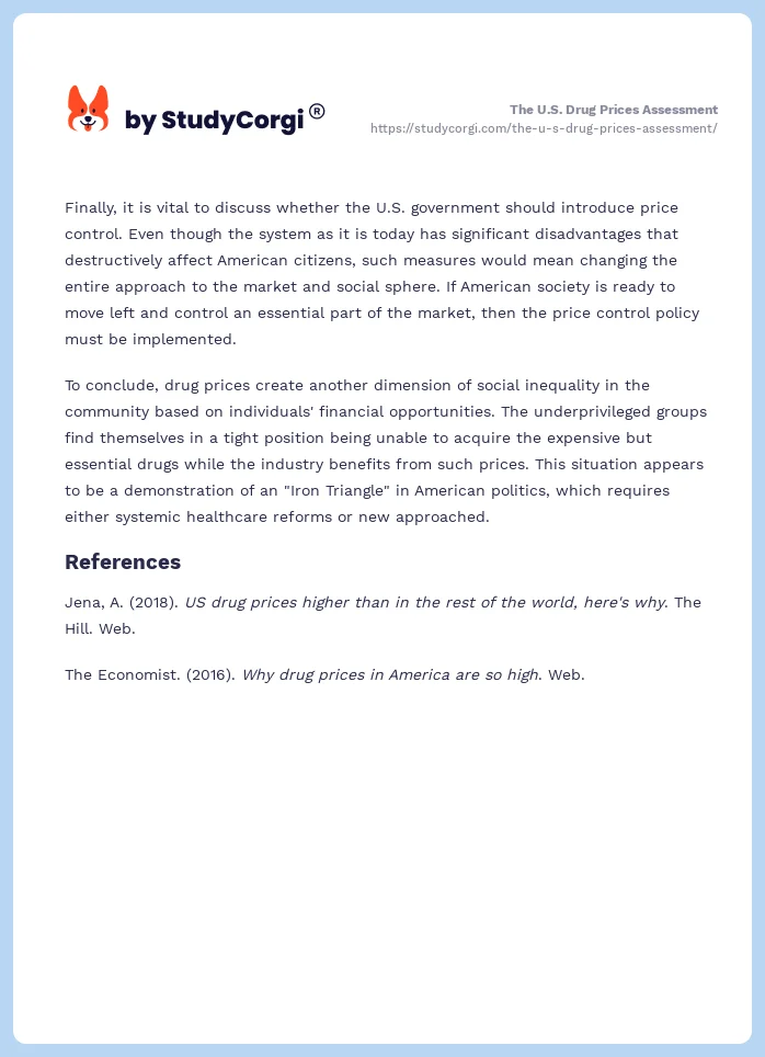 The U.S. Drug Prices Assessment. Page 2