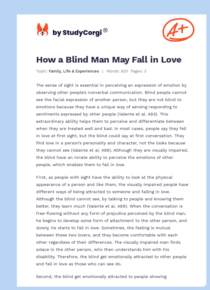 How a Blind Man May Fall in Love. Page 1