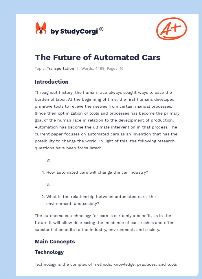 The Future of Automated Cars. Page 1