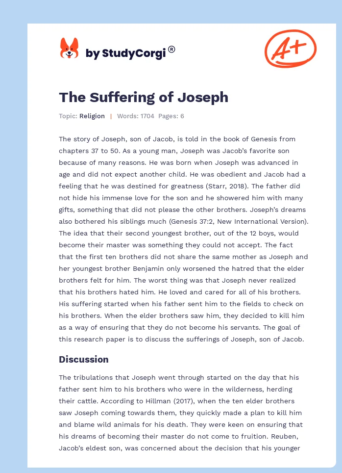 The Suffering of Joseph. Page 1