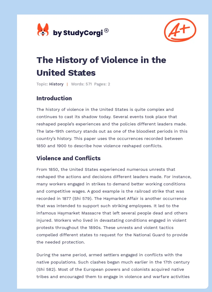 The History of Violence in the United States. Page 1