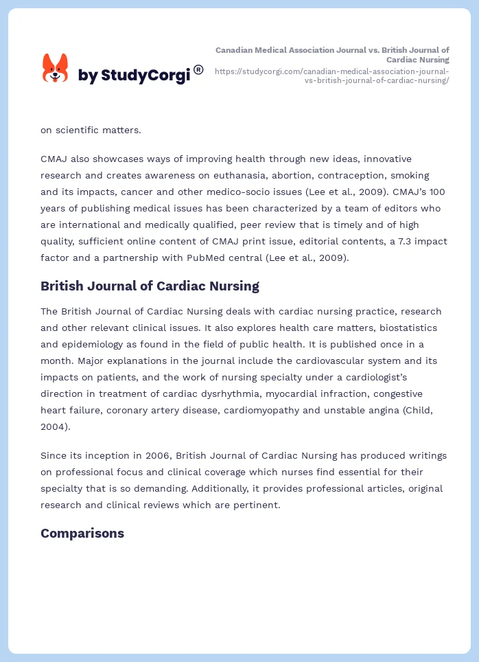 Canadian Medical Association Journal vs. British Journal of Cardiac Nursing. Page 2
