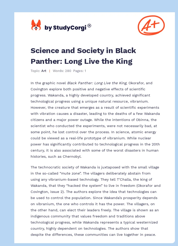 Science and Society in Black Panther: Long Live the King. Page 1