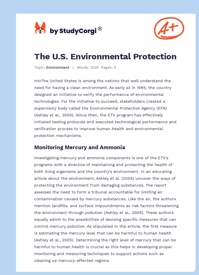 The U.S. Environmental Protection. Page 1