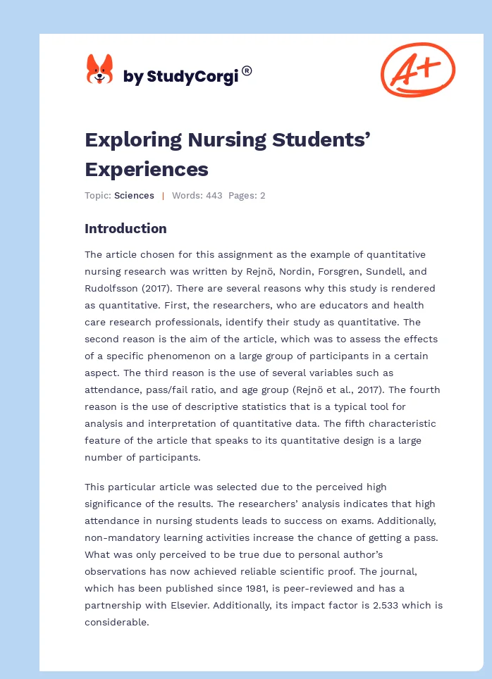 Exploring Nursing Students’ Experiences. Page 1
