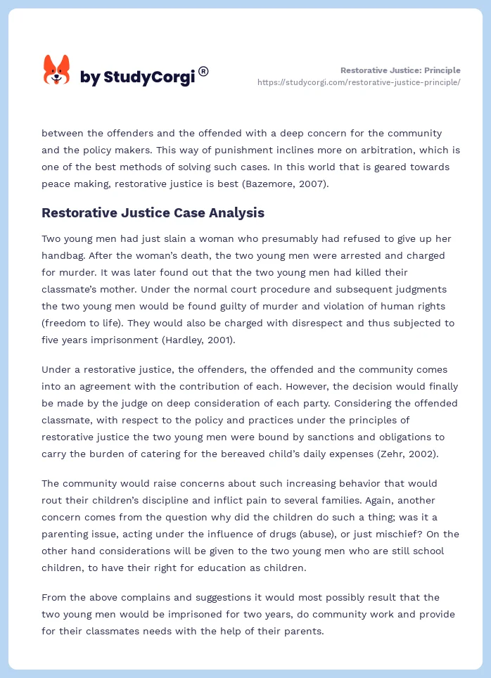 Restorative Justice: Principle. Page 2