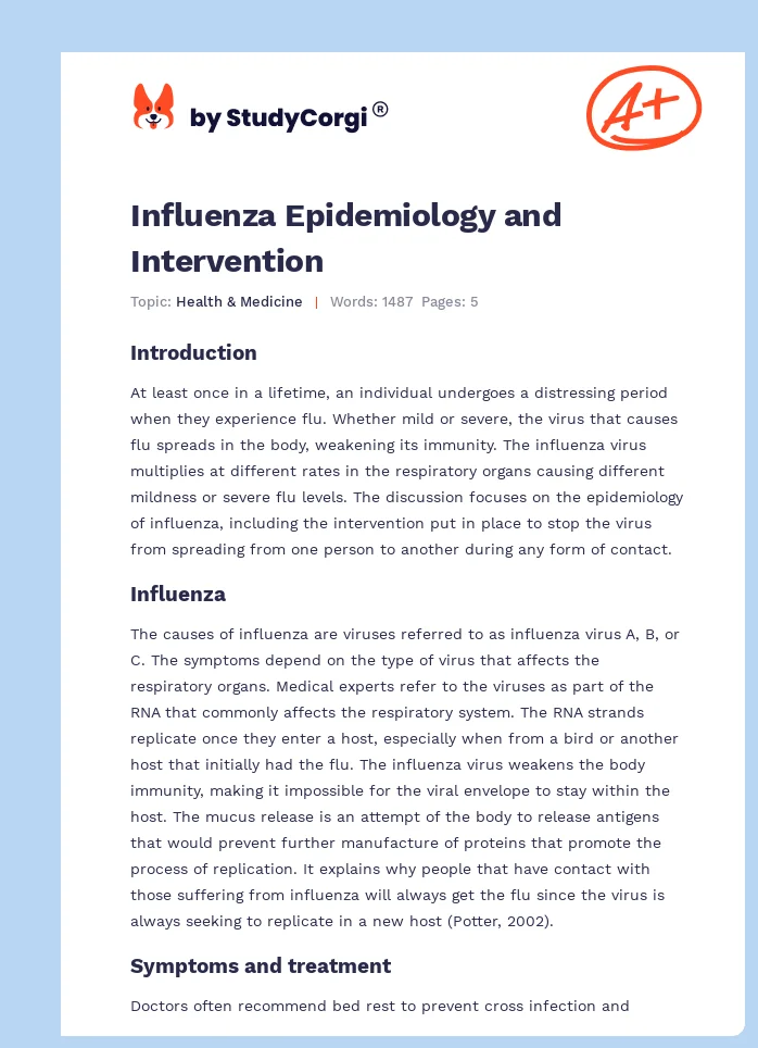 Influenza Epidemiology and Intervention. Page 1