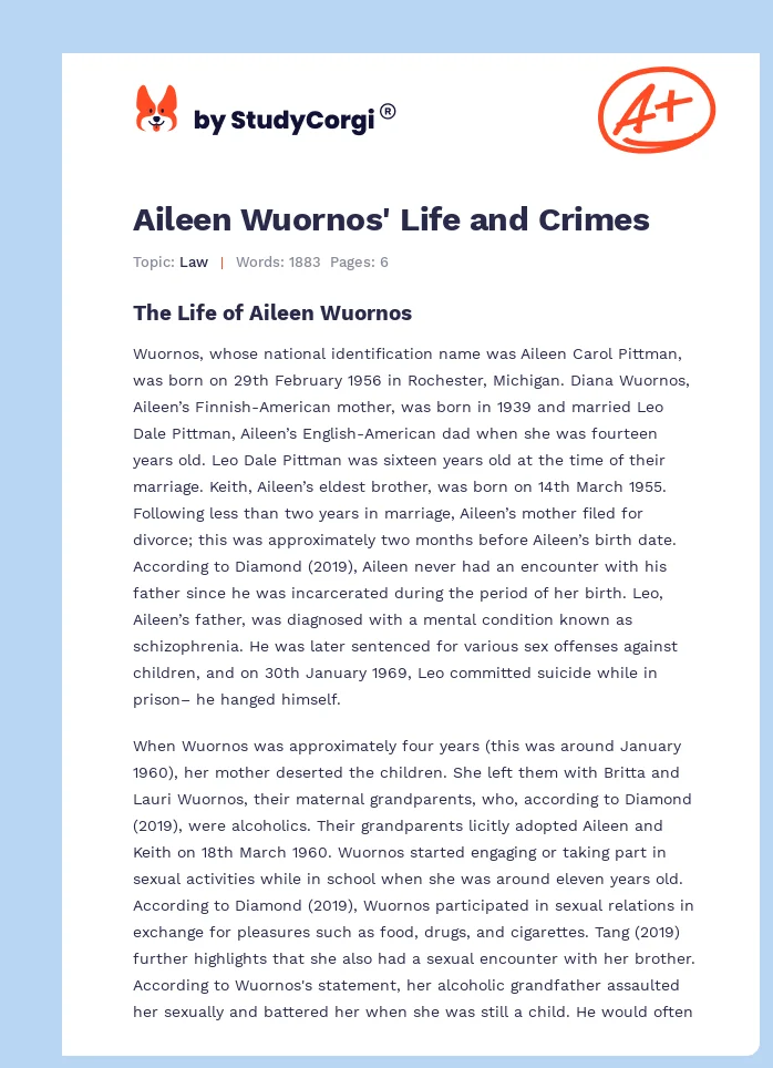 Aileen Wuornos' Life and Crimes. Page 1