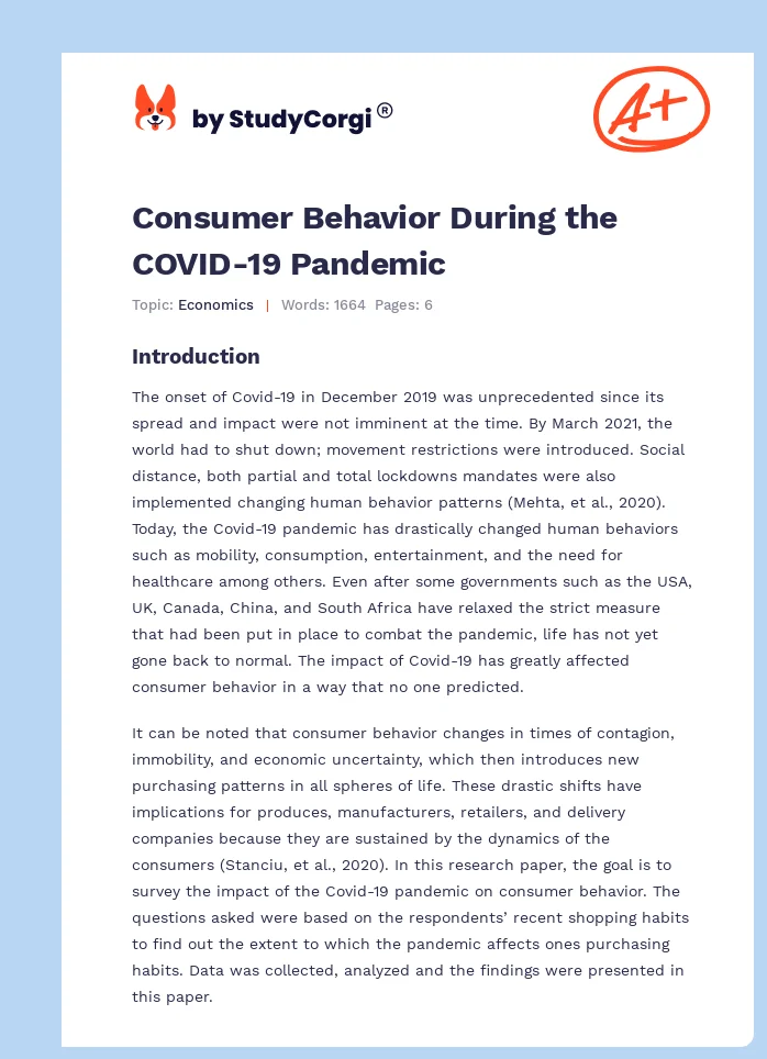 Consumer Behavior During the COVID-19 Pandemic. Page 1