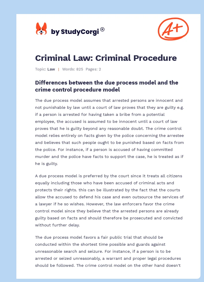 Criminal Law: Criminal Procedure. Page 1