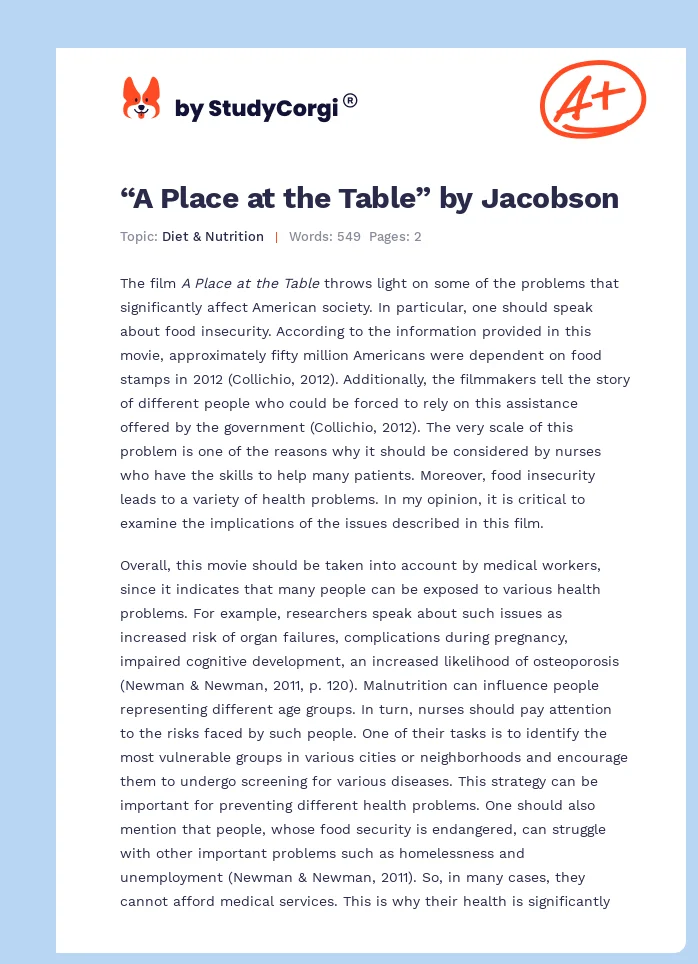 “A Place at the Table” by Jacobson. Page 1