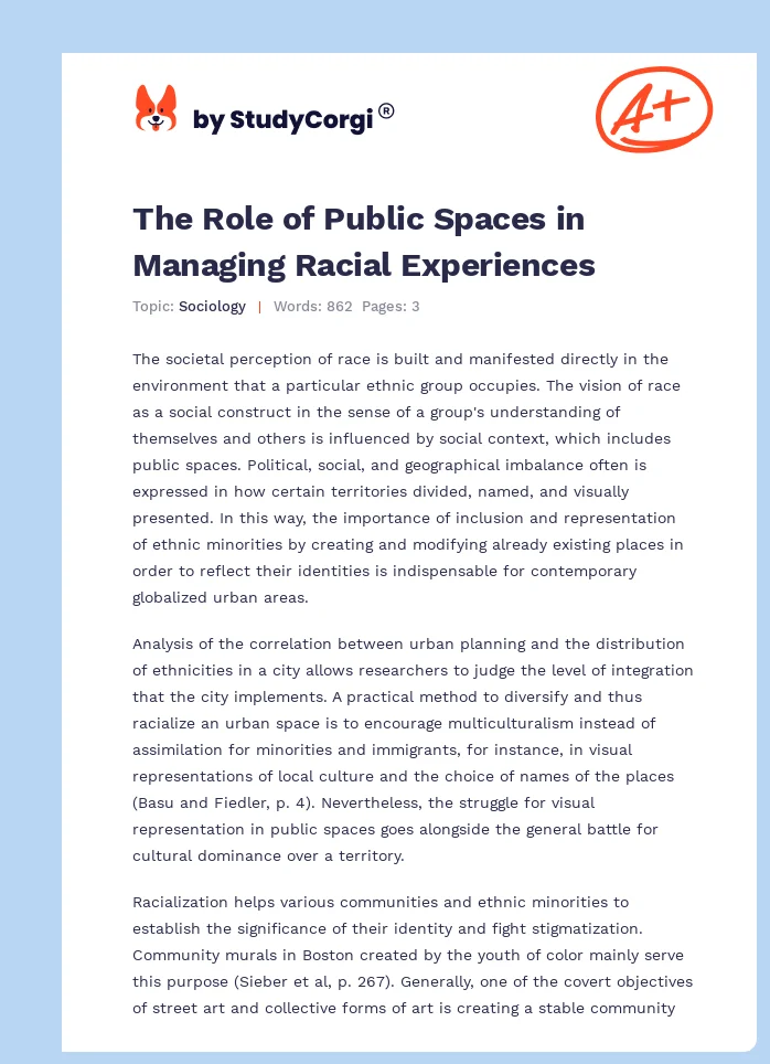 The Role of Public Spaces in Managing Racial Experiences. Page 1