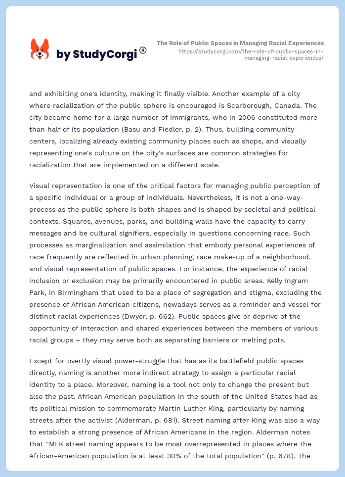 The Role of Public Spaces in Managing Racial Experiences. Page 2