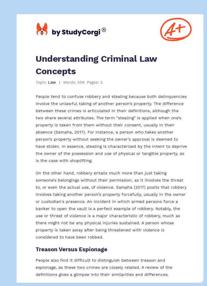 Understanding Criminal Law Concepts. Page 1