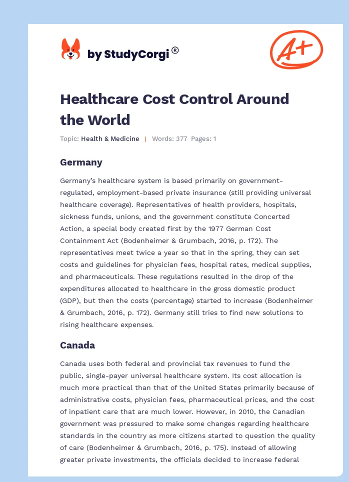 Healthcare Cost Control Around the World. Page 1