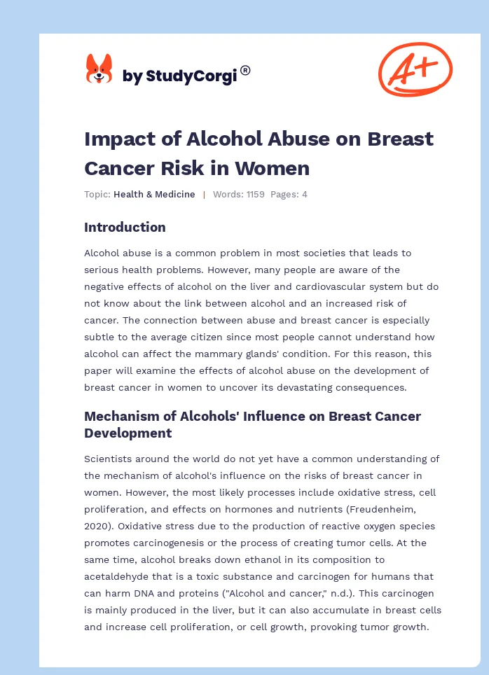 Impact of Alcohol Abuse on Breast Cancer Risk in Women. Page 1