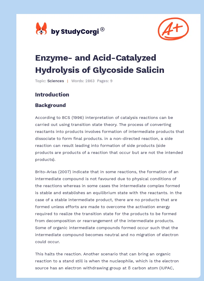 Enzyme- and Acid-Catalyzed Hydrolysis of Glycoside Salicin. Page 1
