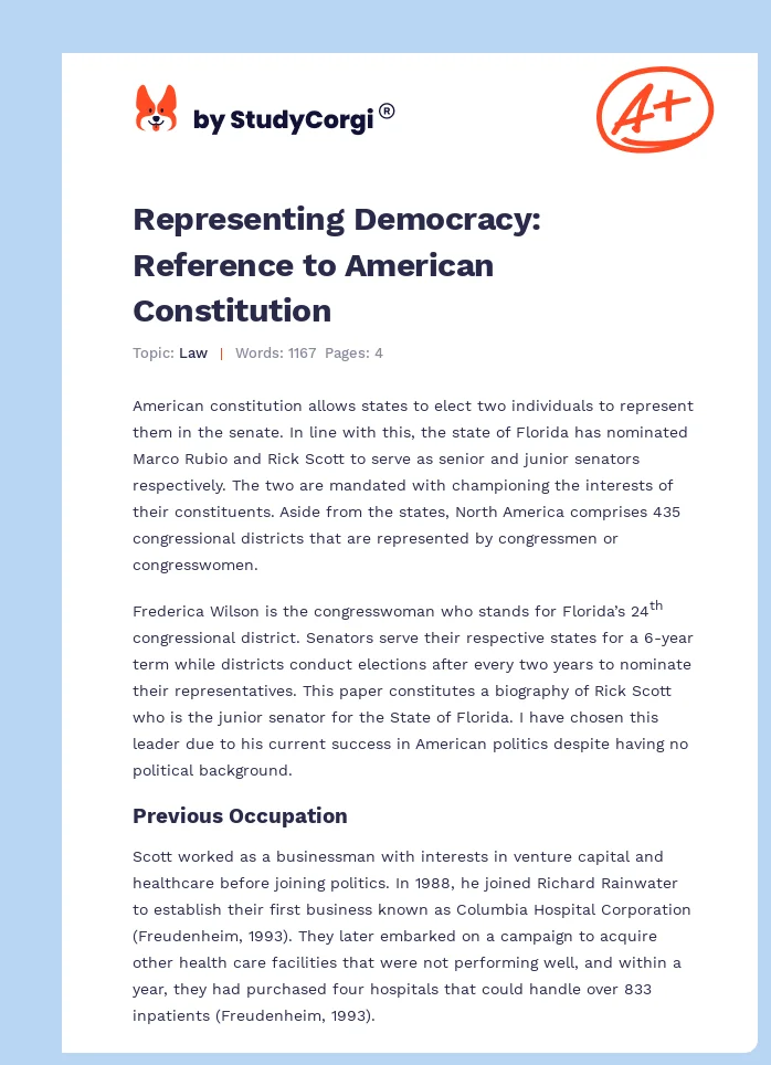 Representing Democracy: Reference to American Constitution. Page 1