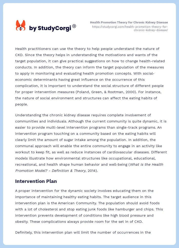 Health Promotion Theory for Chronic Kidney Disease. Page 2