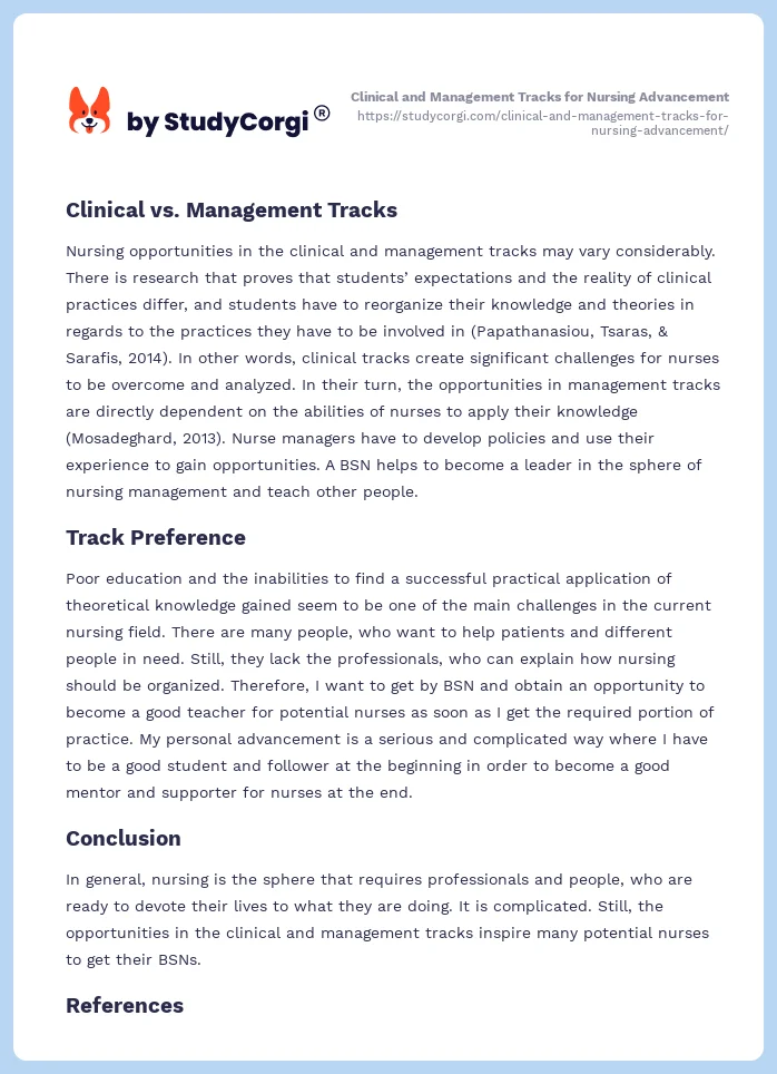 Clinical and Management Tracks for Nursing Advancement. Page 2
