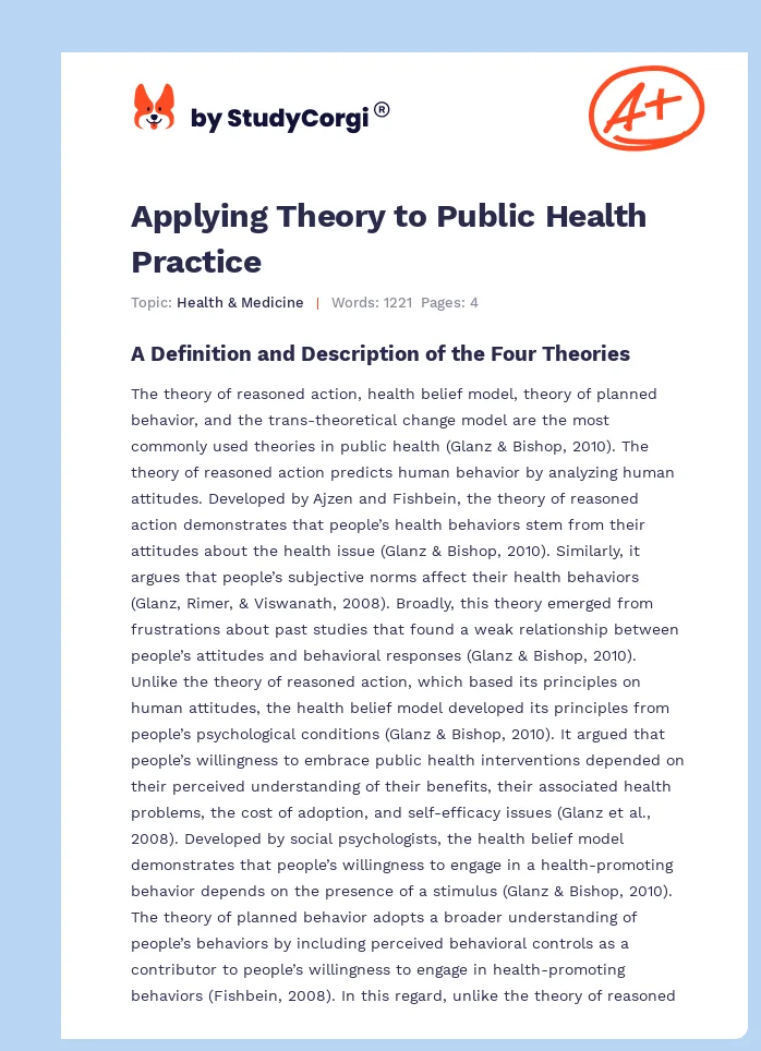 Applying Theory to Public Health Practice. Page 1
