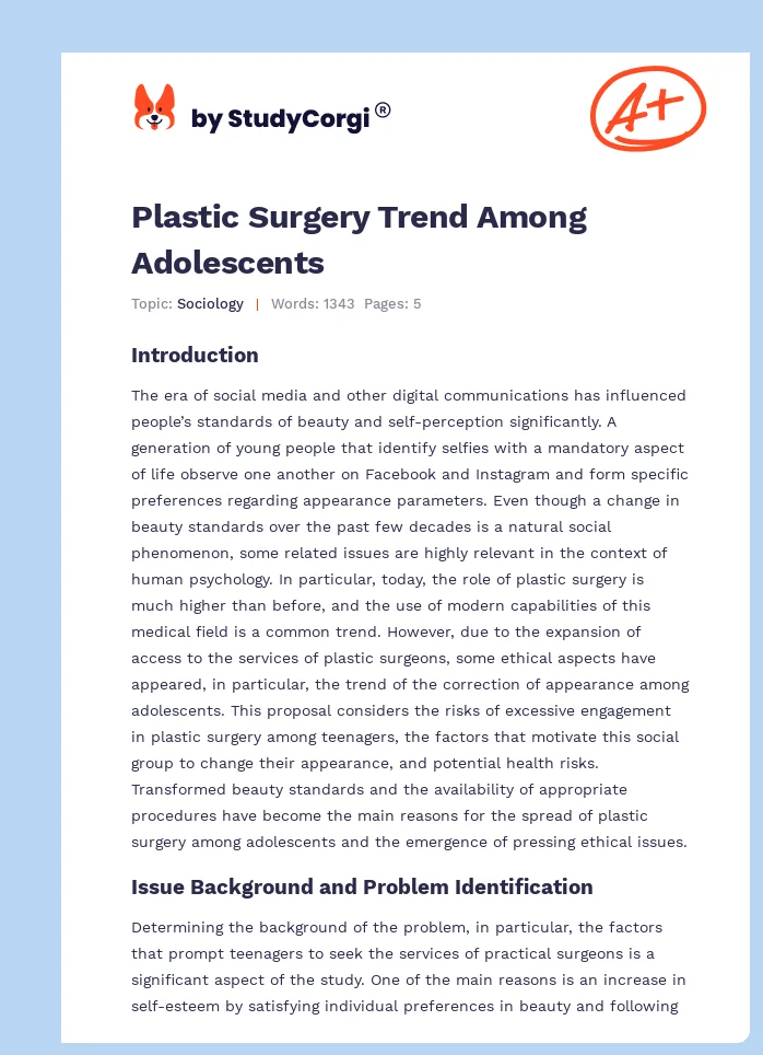 Plastic Surgery Trend Among Adolescents. Page 1