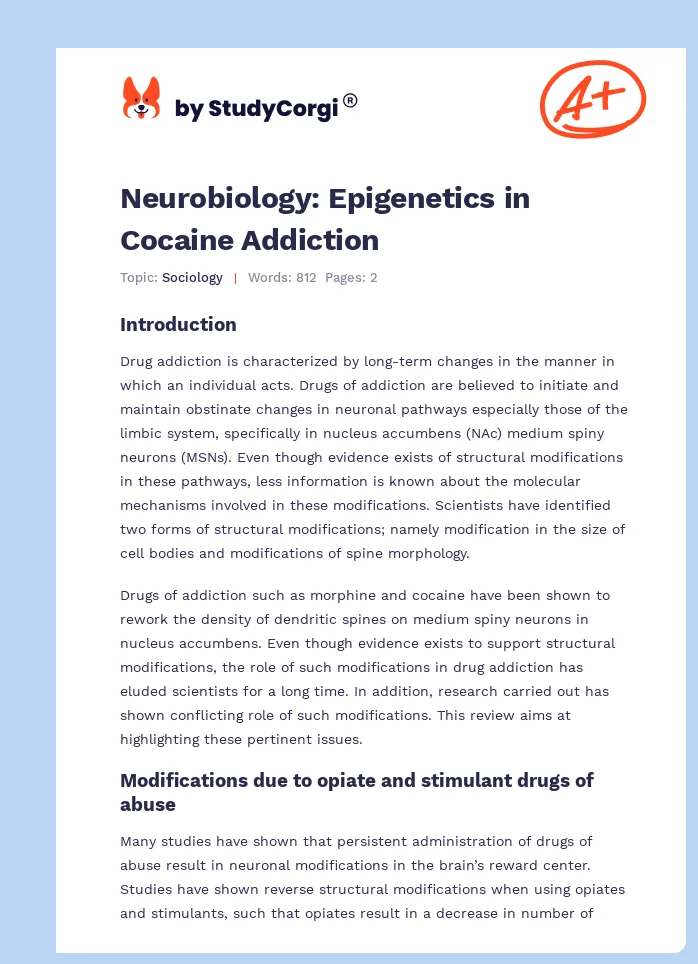 Neurobiology: Epigenetics in Cocaine Addiction. Page 1