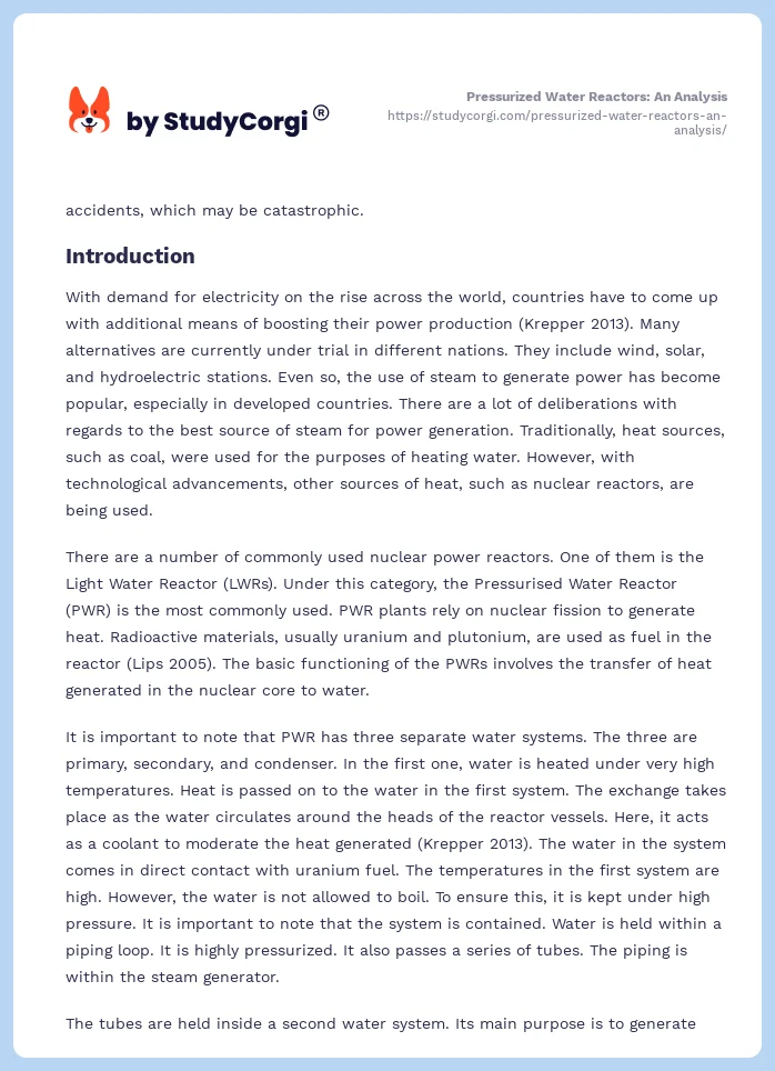 Pressurized Water Reactors: An Analysis. Page 2