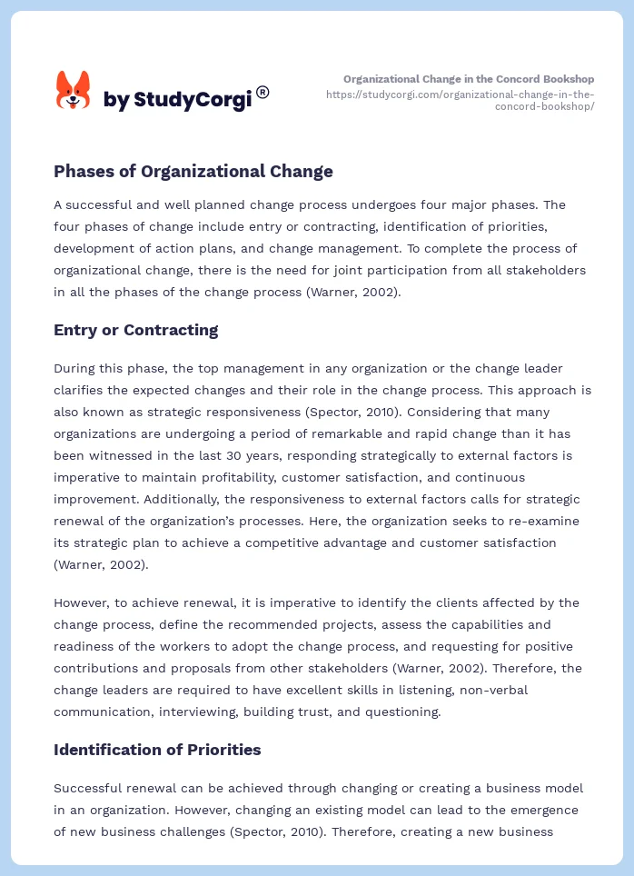 Organizational Change in the Concord Bookshop. Page 2