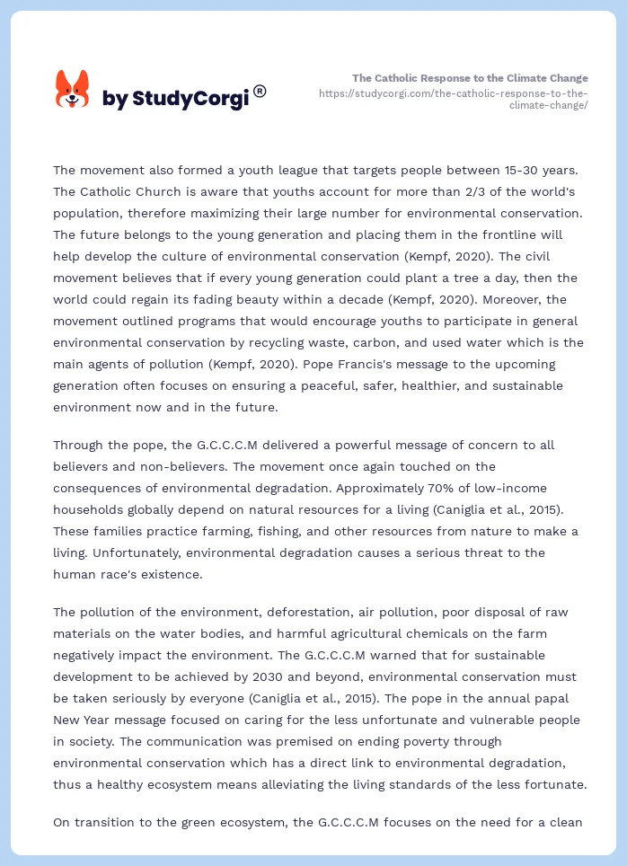The Catholic Response to the Climate Change. Page 2