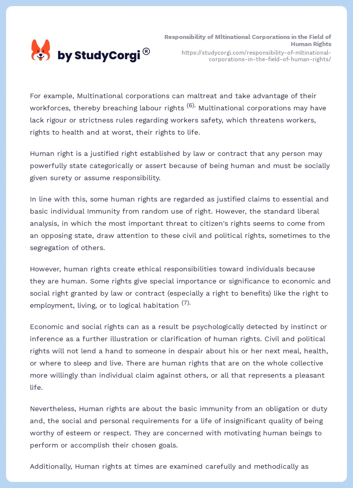 Responsibility of Mltinational Corporations in the Field of Human Rights. Page 2
