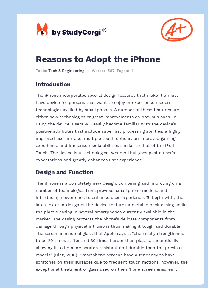 Reasons to Adopt the iPhone. Page 1