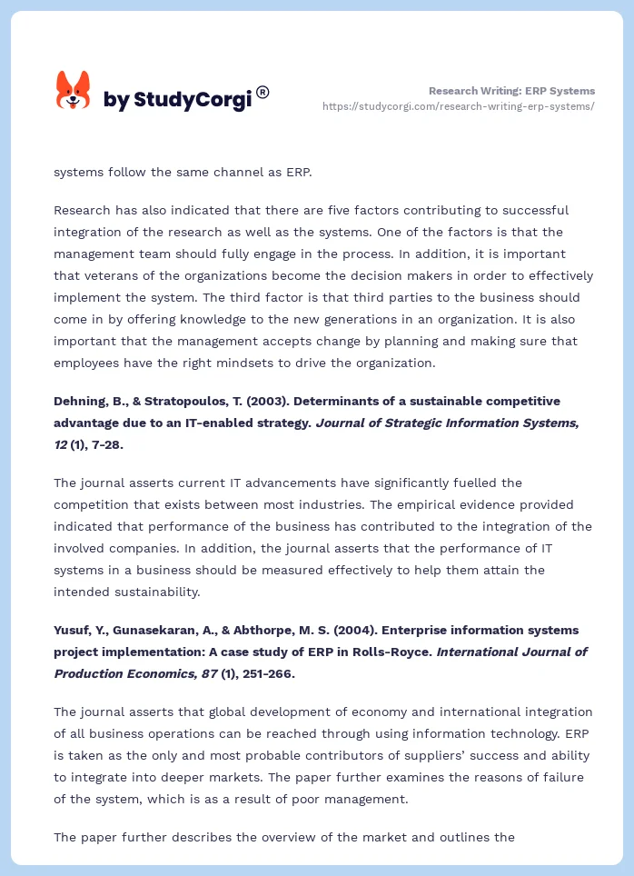 Research Writing: ERP Systems. Page 2