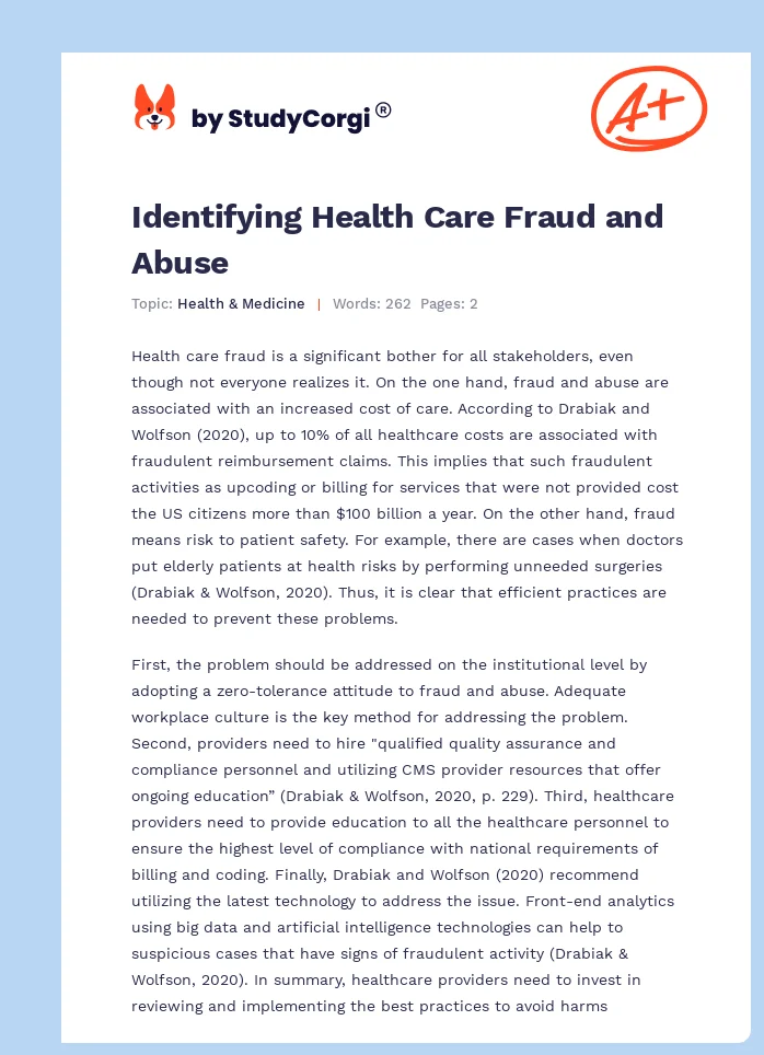 Identifying Health Care Fraud and Abuse. Page 1