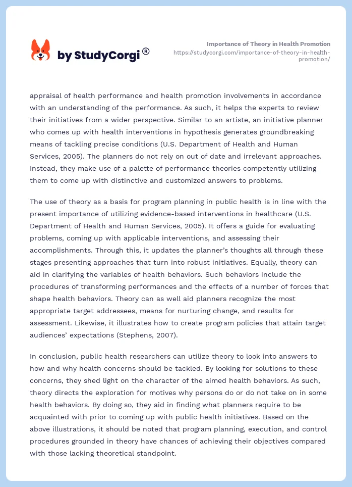 Importance of Theory in Health Promotion. Page 2
