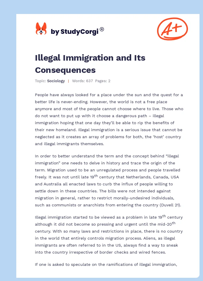 Illegal Immigration and Its Consequences. Page 1