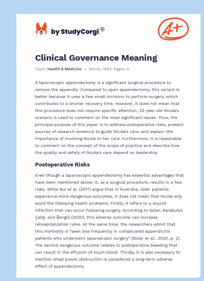 Clinical Governance Meaning. Page 1