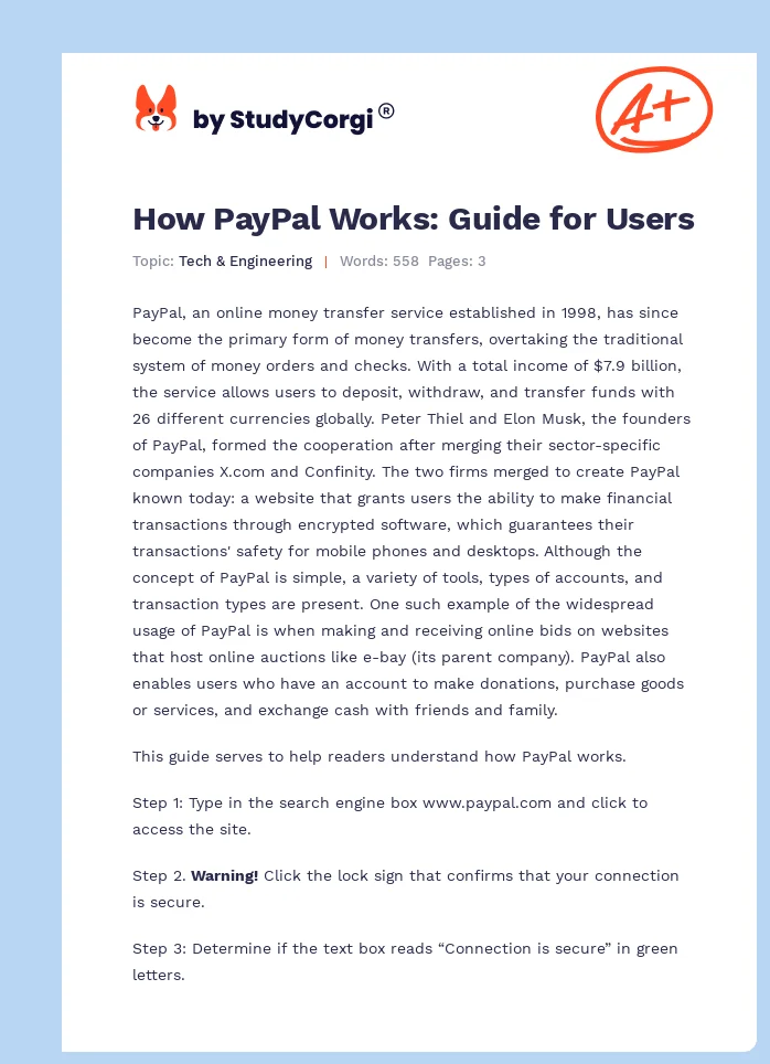 How PayPal Works: Guide for Users. Page 1