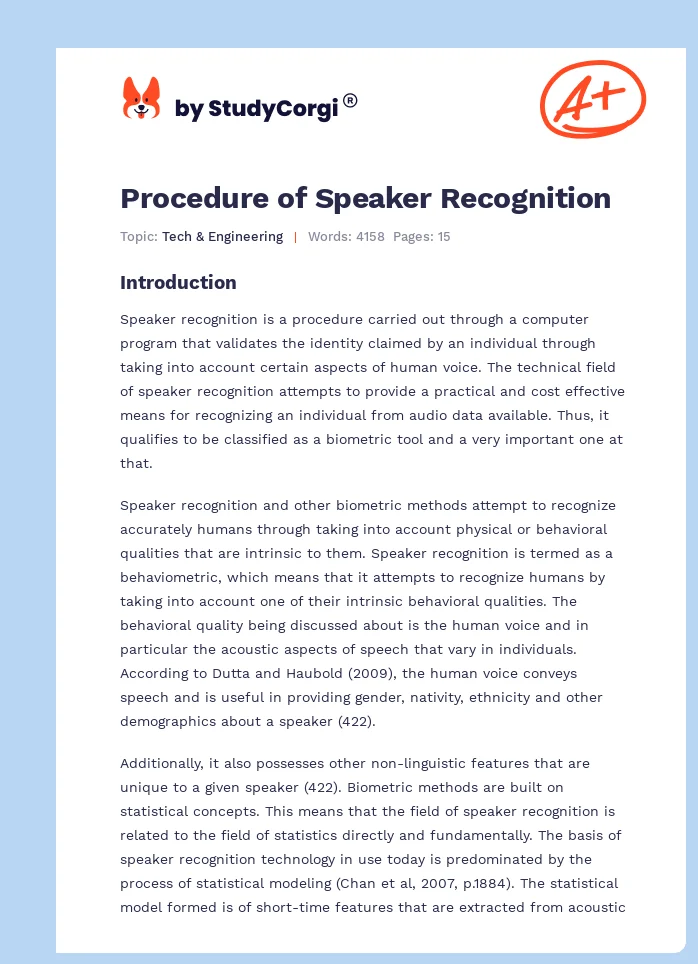 Procedure of Speaker Recognition. Page 1