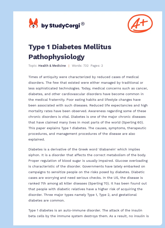 Type 1 Diabetes Mellitus Pathophysiology. Page 1