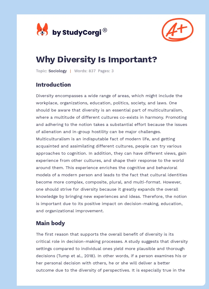 Why Diversity Is Important?. Page 1