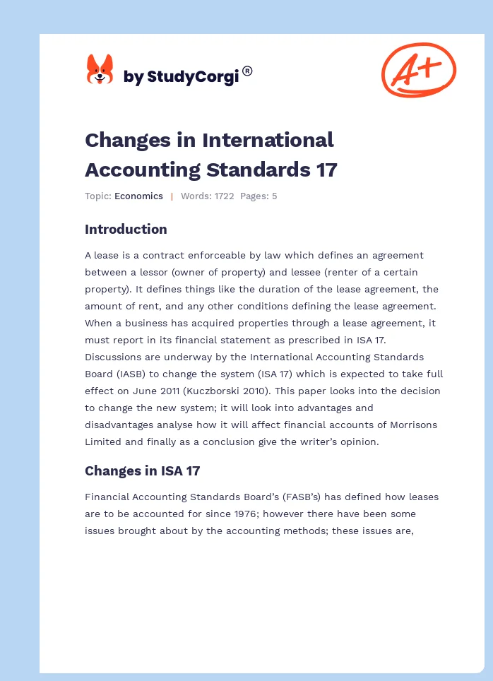 Changes in International Accounting Standards 17. Page 1