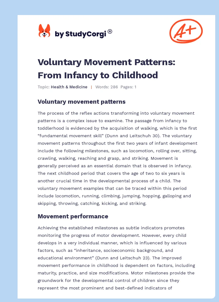 Voluntary Movement Patterns: From Infancy to Childhood. Page 1