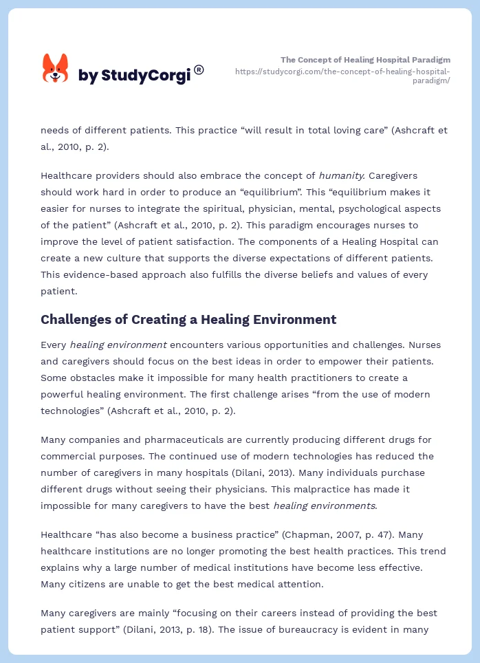 The Concept of Healing Hospital Paradigm. Page 2