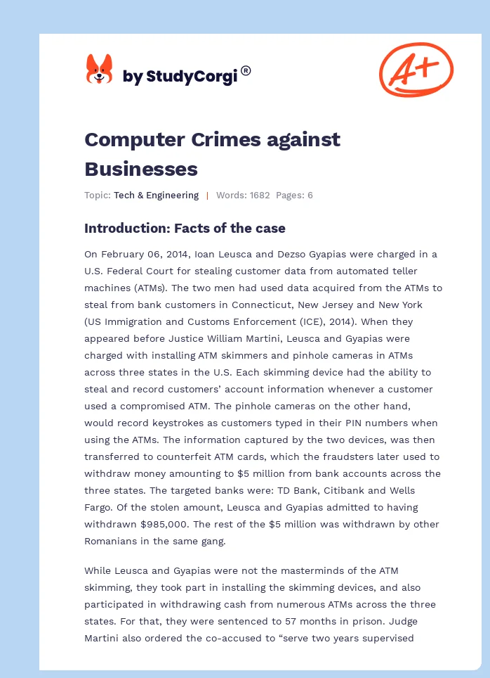 Computer Crimes against Businesses. Page 1