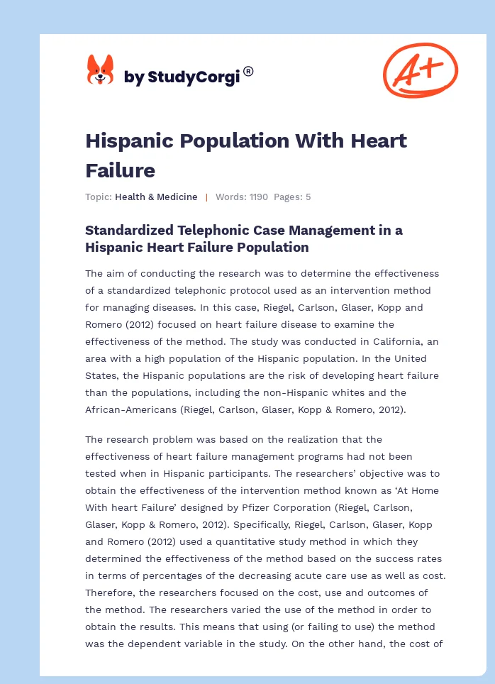 Hispanic Population With Heart Failure. Page 1