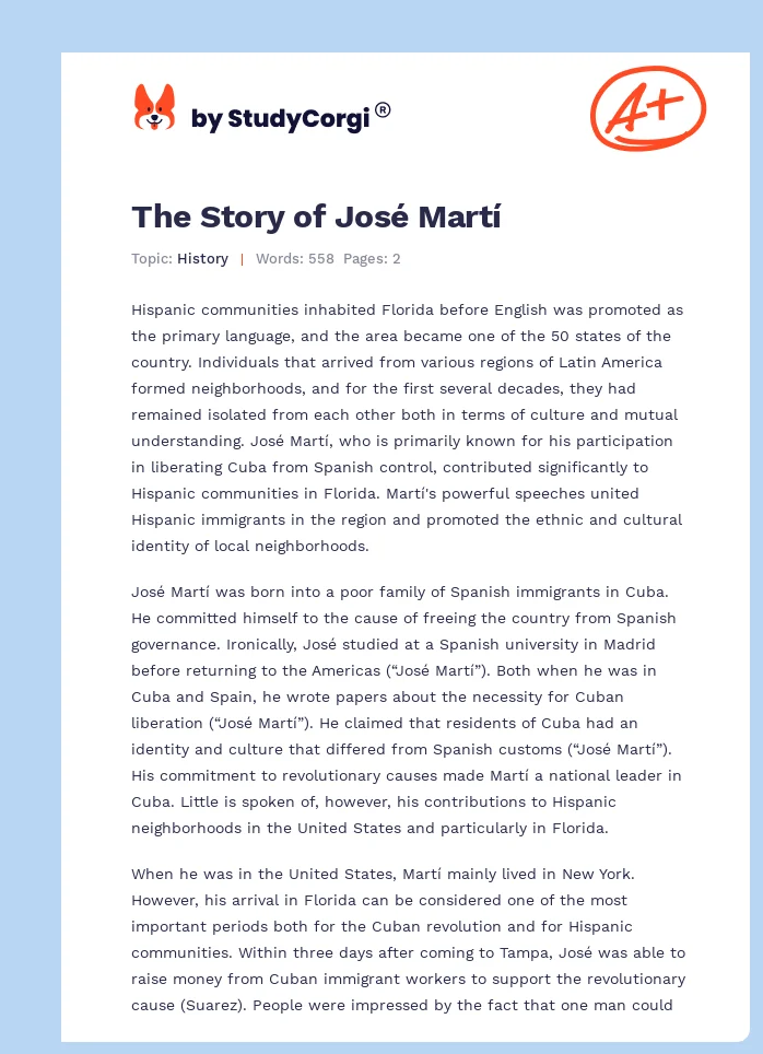 The Story of José Martí. Page 1